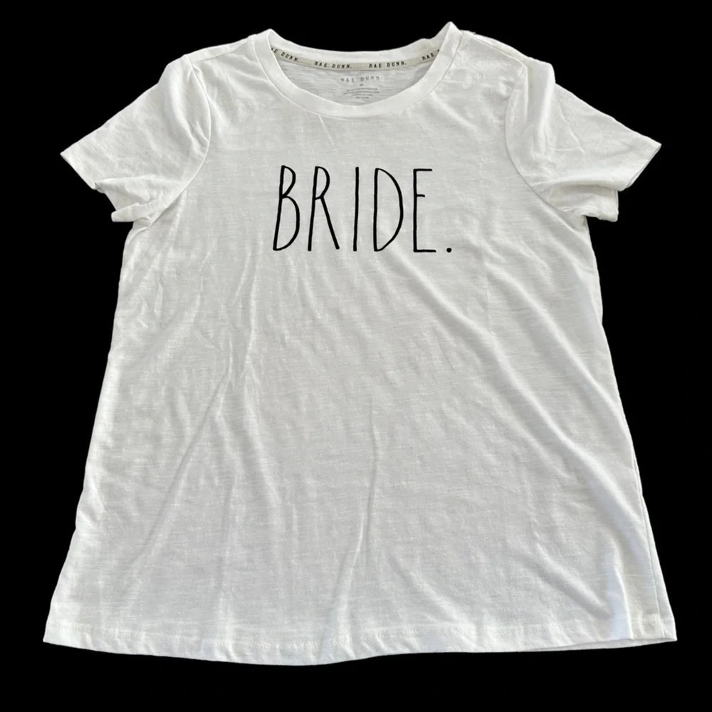 Rae Dunn Womens Medium White Bride Tee T Shirt Top Wedding Bridal Honeymoon Cute
